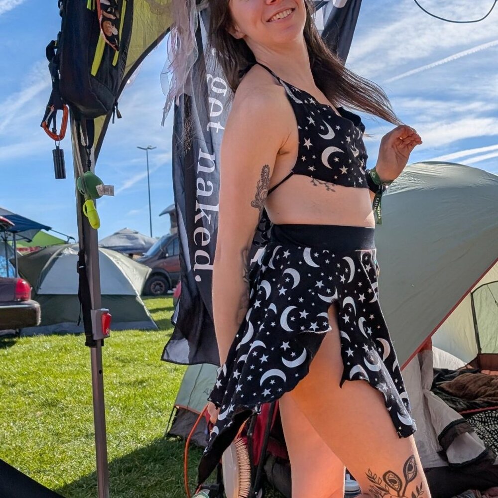 Witchy rave OOAK skirt set four piece stars and moon Size Small - Picture 6 of 6